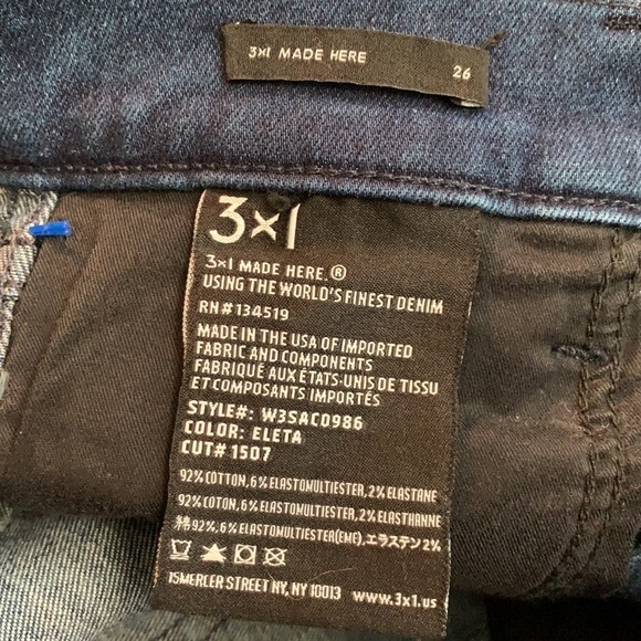 3x1 NYC High Rise Straight Crop Dark Wash Eleta Jeans, Size 2/26 - Picture 5 of 9
